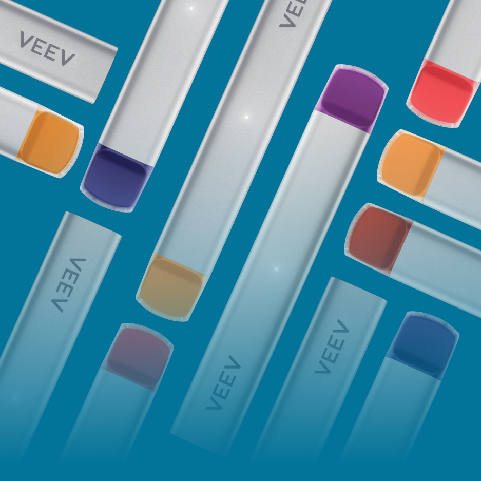  A collection of VEEV NOW disposable e-cigarettes 